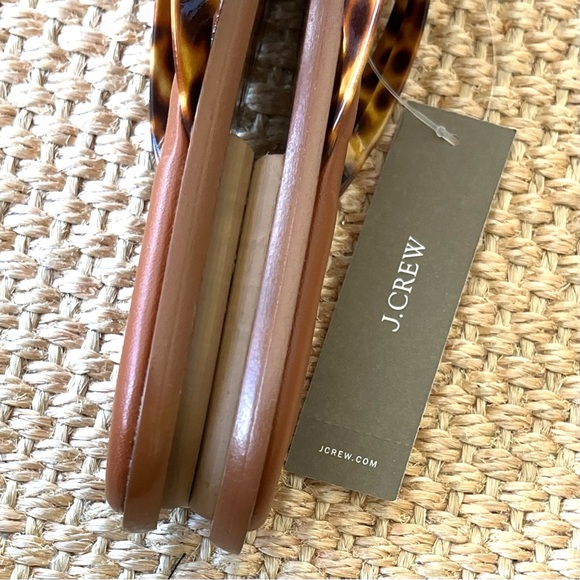 JCREW J.Crew SORENTO Leather Leopard Print Thong Sandals sz 5.5 ~ HONEY TORTOISE - Picture 4 of 8